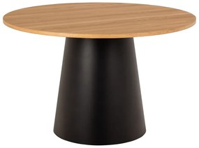 Кръгла масичка за кафе в черен и естествен цвят с дъбов плот ø 120 cm Soli – Actona