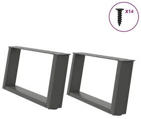 Sonata H Крака за холна маса U-образна 2бр антрацит 60x(30-31)см стомана