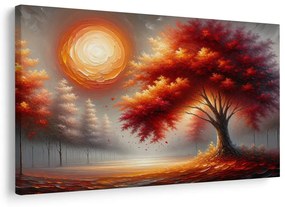 Картина на платно – Огнено дърво на живота в есенното слънце