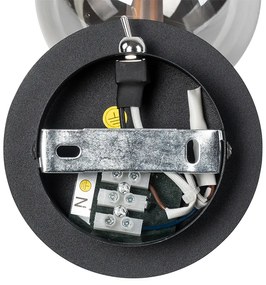 Ръстичен прожектор черен регулируем с опушено стъкло - Атина