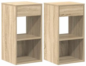 858718 vidaXL Нощни шкафчета с чекмеджета, 2 бр, дъб сонома, 35x34x66,5 см
