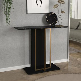 Конзола Brandy TopMebel от меламин в черен - черен мрамор - златен цвят 90x29.6x76.8cm