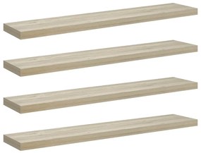 323885 vidaXL Окачени стенни рафтове, 4 бр, дъб, 120x23,5x3,8 см, МДФ