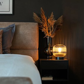 Интелигентна настолна лампа черна с опушено стъкло с WiFi A60 - Karel