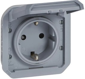 Legrand Контакт шуко 16А с детска защита и винт. клеми механизъм цвят Сив IP55 Plexo New  - 069571L