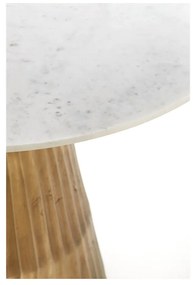 Кръгла маса за хранене в бяло и бронз с мраморен плот ø 100 cm Leyda - Light &amp; Living