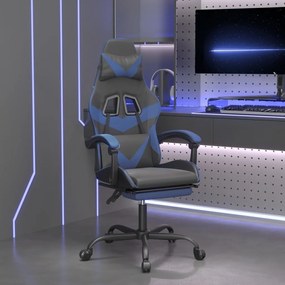 Sonata H Въртящ гейминг стол с опора за крака черно-син изкуствена кожа