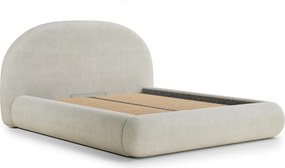 Кремаво двойно легло 180x200 cm тапицирано с място за съхранение с включена подматрачна рамка Maumere – Maison de Rêve
