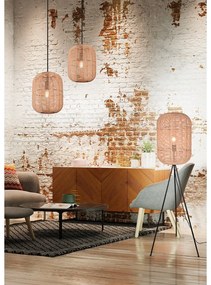 Светлокафяво висящо осветително тяло с текстилен абажур ø 35 cm Runa – Trio