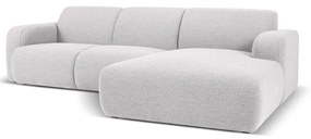 Светлосив ъглов диван от плат букле (десен ъгъл) Molino - Micadoni Home