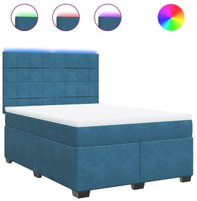 3293258 vidaXL Боксспринг легло с матрак, синьо, 160x200 см, кадифе