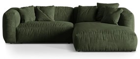Зелен кадифен модулен ъглов диван (десен ъгъл) Martina – Micadoni