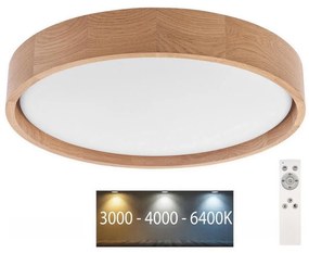 Brilagi - Димируемо LED таванно осветително тяло MANAROLA LED/24W/230V дъб + дистанционно управление