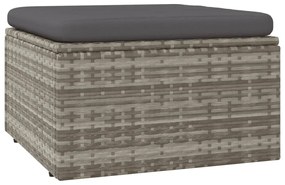 318668 vidaXL Градинска табуретка с възглавница, сива, 55x55x30 см, полиратан
