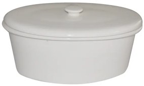Horecano - Керамична касерола с капак елипсовидна бяла 23x15x8см (XF537) - Китайски порцелан