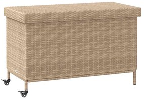 4103829 vidaXL Градинска кутия за съхранение с колела Смесена бежова