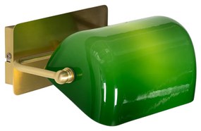 Класически стенен аплик месинг със зелено стъкло - Banker