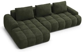 Зелен кадифен сгъваем/с място за съхранение ъглов диван (ляв ъгъл) Linz – Cosmopolitan Design