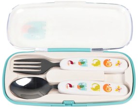 Кремав детски прибори за хранене 2 бр. от неръждаема стомана Wild Wonders – Rex London