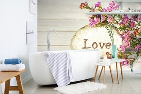 Самозалепващ фототапет – С надпис на камък Love