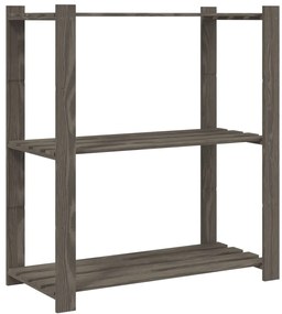 373386 vidaXL 3-етажен стелаж за съхранение, сив, 80x38x90 см, бор масив