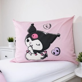 Розово единично памучно детско спално бельо 140x200 cm Hello Kitty "Kuromi" – Jerry Fabrics