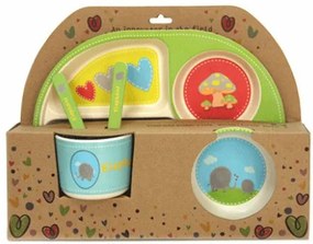 Детски сервиз за хранене 5 части със заоблена четирисекционна чиния "Слонче"