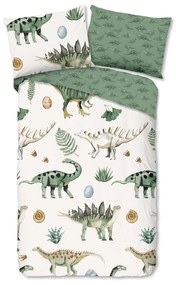 Зелено-бежово единично памучно детско спално бельо 140x200 cm Gabi – Good Morning