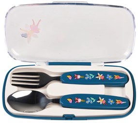 Син детски прибори за хранене 2 бр. от неръждаема стомана Fairies in the Garden – Rex London