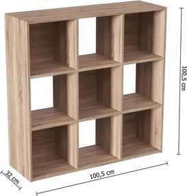 Рафт 5five Mix'n Modul, 9 отделения, MDF, 101x32x101 cm - Дървесен