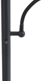 Класическа подова лампа черна с черен абажур и лампа за четене - Retro