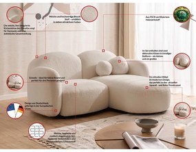 Светлокафяв ъглов диван от прежда с примки от букле (десен ъгъл) Orbit – Ropez