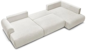 Кремав разтегателен ъглов диван от рипсено кадифе (ляв ъгъл/"U" форма) Lucien – Bobochic Paris