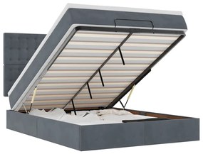 3314469 vidaXL Османска легло с матраци и LED, тъмносиво, 140x200 см, кадифе