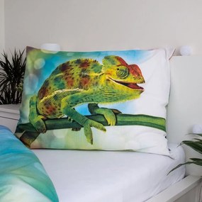 Зелено единично памучно детско спално бельо със светещ ефект 140x200 cm Chameleon – Jerry Fabrics