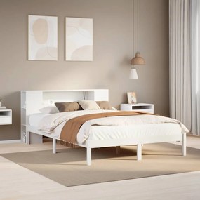 3321541 vidaXL Легло с етажерка за книги, без матрак, 140x200 см, бор масив