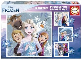 Прогресивен пъзел, Educa, Frozen 4 в 1, 12/16/20/25 части