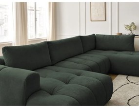 Зелен сгъваем/с място за съхранение ъглов диван (десен ъгъл/U форма) Fuji – Bobochic Paris
