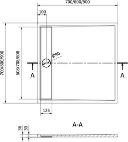 Mexen Amon квадратен душ поддушник SMC 90 x 90 см, бял - 4F109090