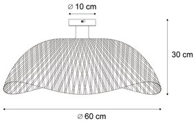 Таванно осветление в стил Арт Деко, черно бамбуково, 60 см - Alka