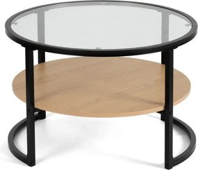 Черна/в естествен цвят кръгла масичка за кафе от декор от дъб ø 68 cm Zanu – Bonami Essentials