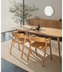 Кожен трапезен стол с подлакътници в кафяв и естествен цвят Flip – Gazzda