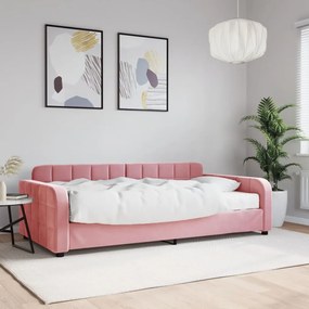 3196915 vidaXL Канапе с матрак, розово, 100x200 см, кадифе