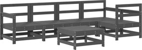 3186468 vidaXL Градински лаундж комплект, 6 части, сив, бор масив