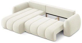 Бежов разтегателен ъглов диван с място за съхранение от букле (ляв ъгъл) Pele – Makamii