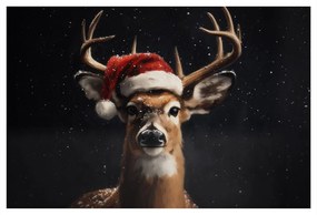 Картина на платно – Сладък коледен елен през нощта
