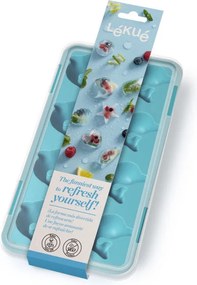 Форма за лед с капак Lekue 1009042, 22х11х2.3 см, 11 Делфина, -40 +60°C, Син