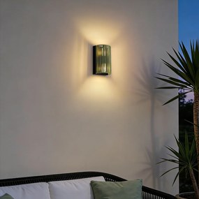 Japandi стенна лампа зелена с черна IP44 - Jayla