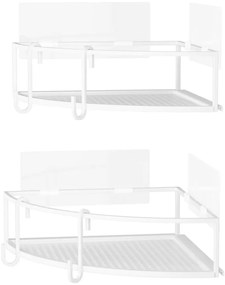 Бели ъглови самоносещи стоманени рафтове за баня 2 бр. Cubiko - Umbra