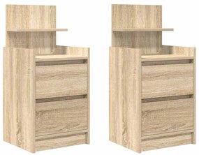 861360 vidaXL Нощни шкафчета с 2 чекмеджета 2 бр., дъб сонома 38x34x80 см